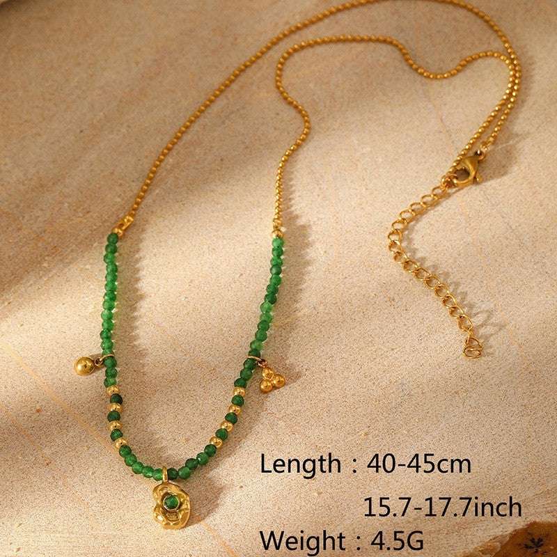 Wholesale Natural Stone Stainless Steel  Pendant Necklace