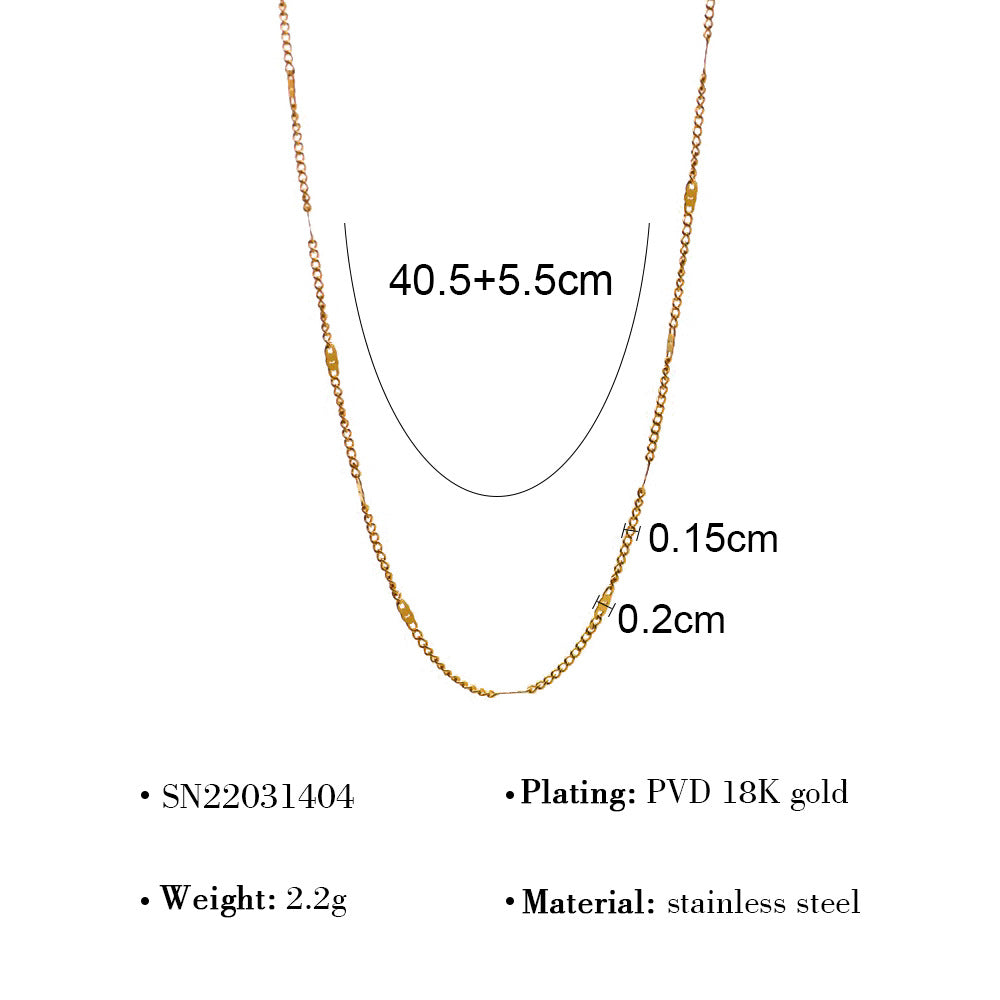 Wholesale Titanium Steel 18K plain chain necklace women O-chain clavicle chain accessories