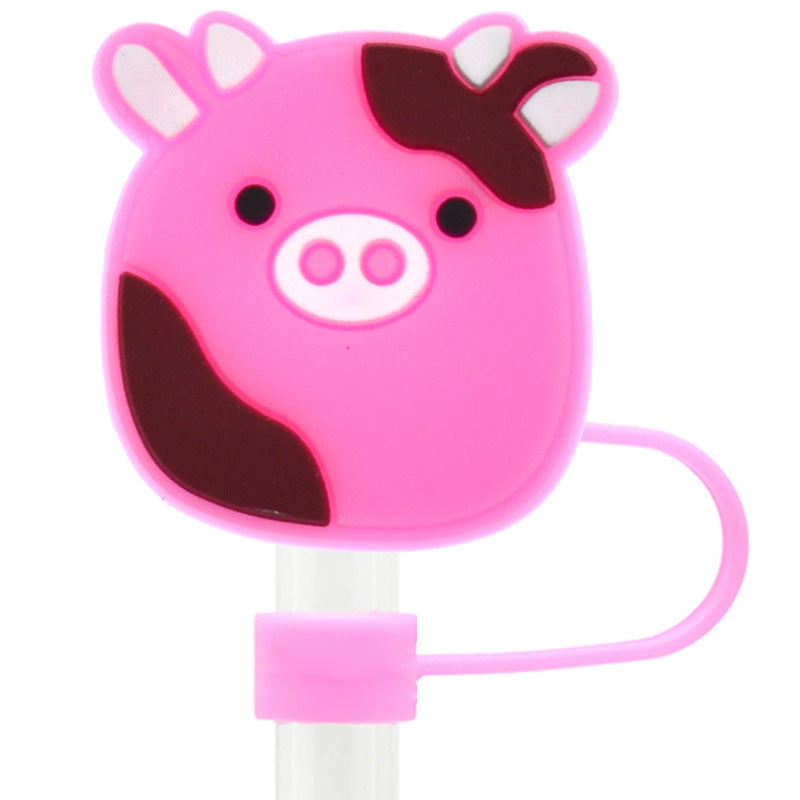 Wholesale Random 100pcs Cartoon Cute 10mm PVC Soft Straw Tube Cap ACC-SCR-RYY083