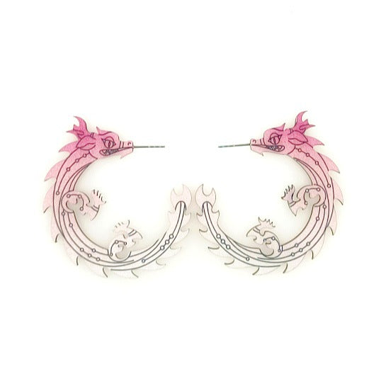 Wholesale Creative C-shaped Wood Gradient Earrings ACC-ES-Yinx007