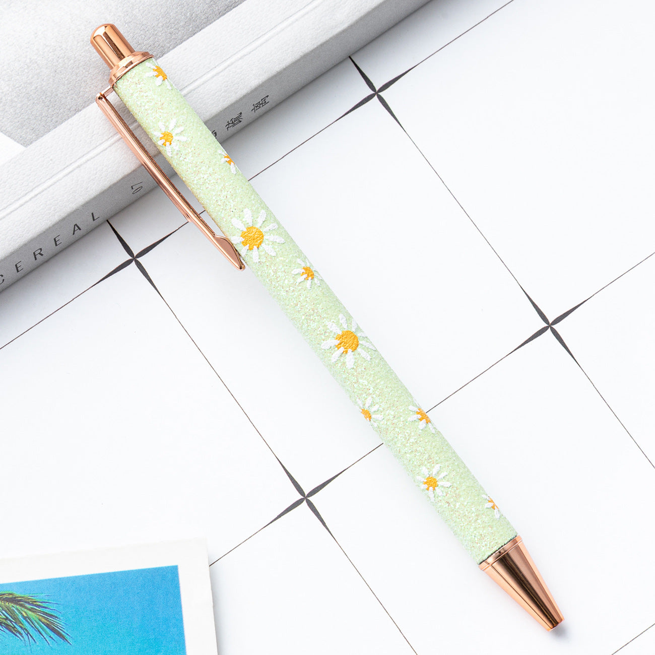 Wholesale Gold Powder Press Ballpoint Pen Glitter Chalk Metal Pen ACC-PN-HuaHao018