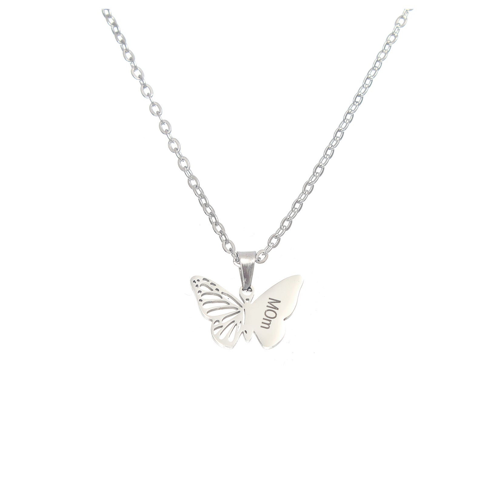 Wholesale  stainless steel lettering Golden Butterfly Mother pendant necklace