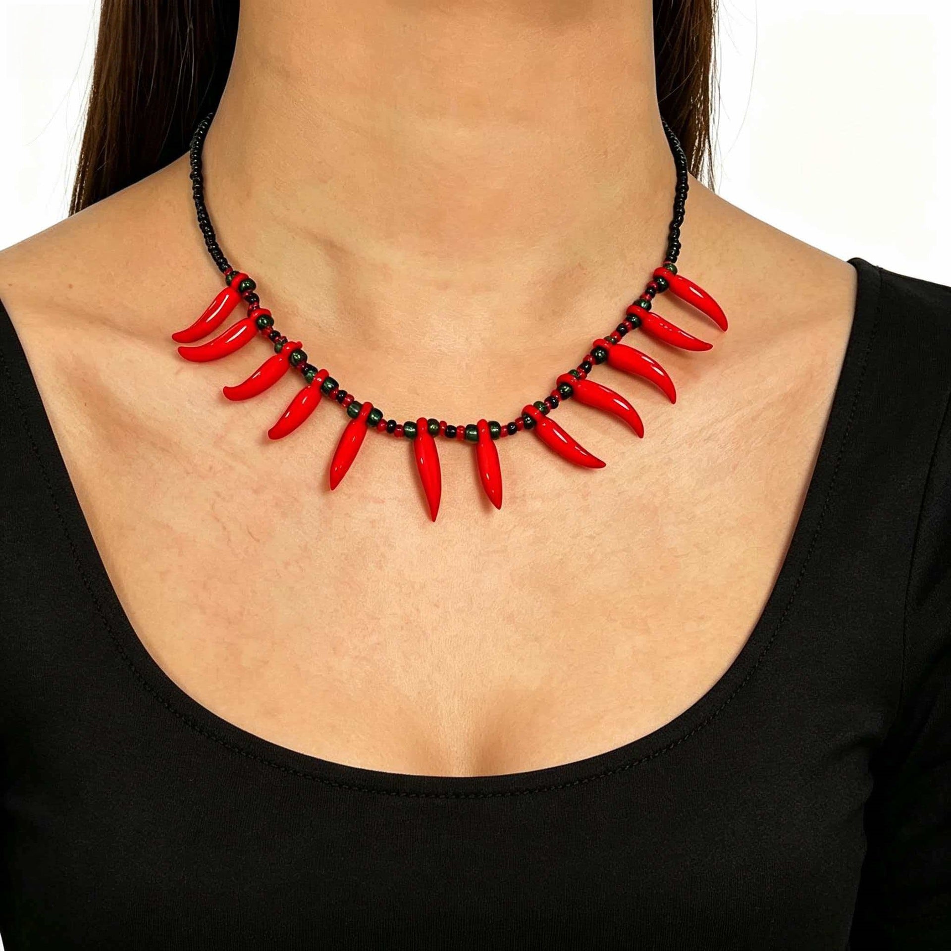 Wholesale Gothic  Skull Rice Bead Necklace,  Alloy Handmade Bead Chain,  Fashion Accessory for Resale