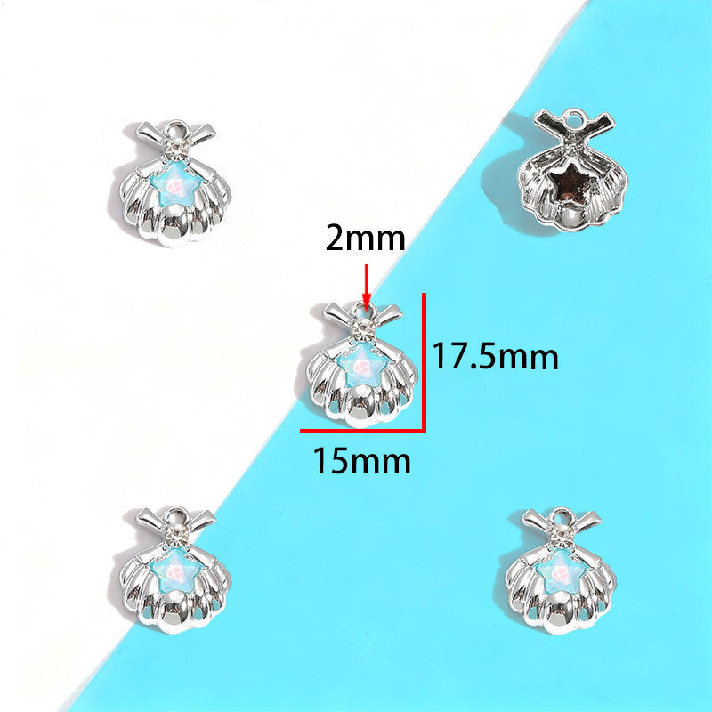 Wholesale Electroplated Zinc Alloy Blue Star Moon Resin Inlay Pendant Charms For DIY Jewelry Making Bag Charm Keychain Everyday Wear