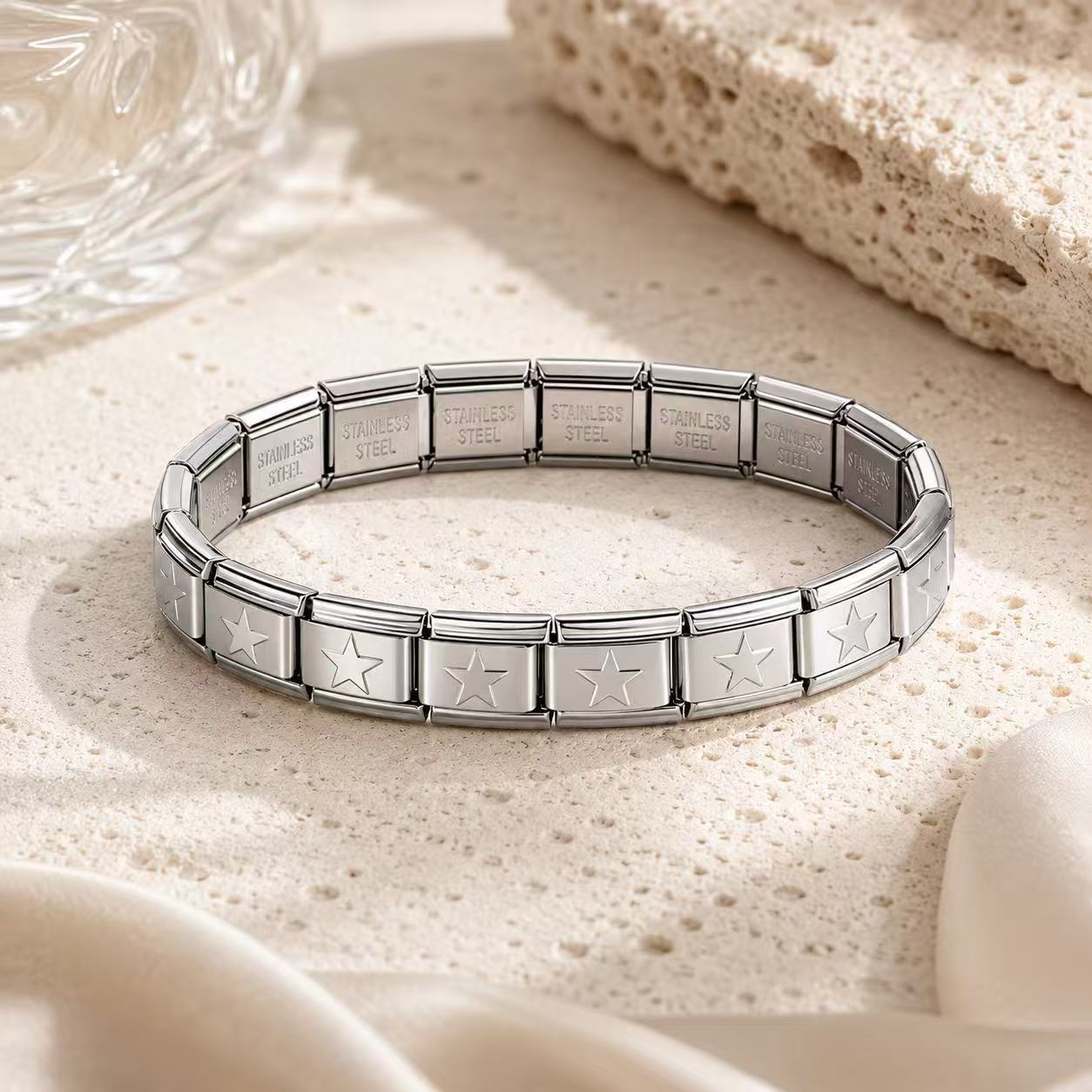 Wholesale Modern Italian Modular Stainless Steel Elastic Bracelet Unisex DIY Jewelry Accessory For Everyday Wear And Resale