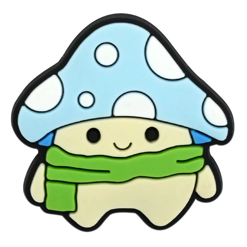 Wholesale   Random 100pcs Creative Cute cartoon mushroom series  PVC Soft Rubber Shoe Buckle Decoration