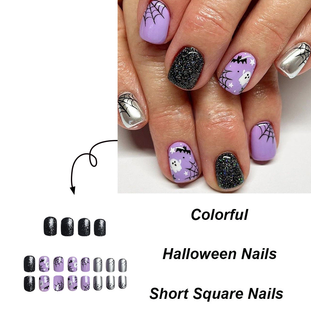 Wholesale 24 Pieces/box Halloween Press-on Nails Kits Nail Stickers ACC-NS-FengLi022