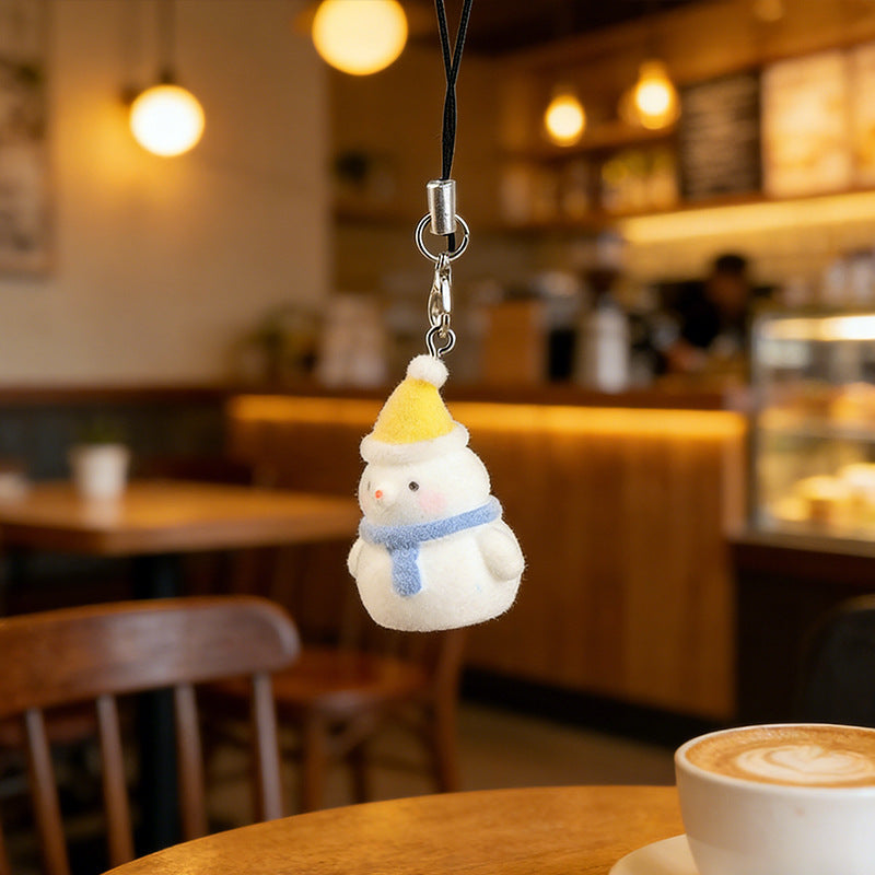 Wholesale Resin flocked Christmas pendant keychain