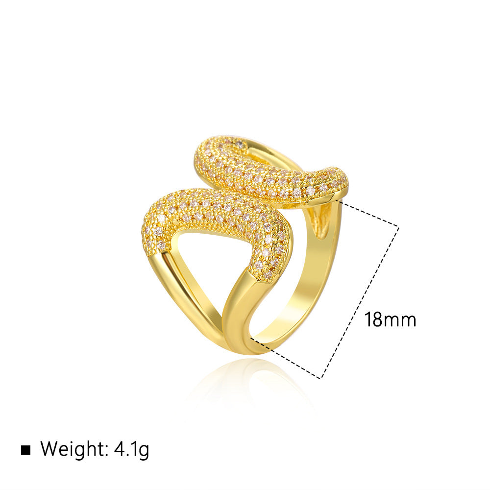 Wholesale 18k copper plated irregular heart-shaped open ring