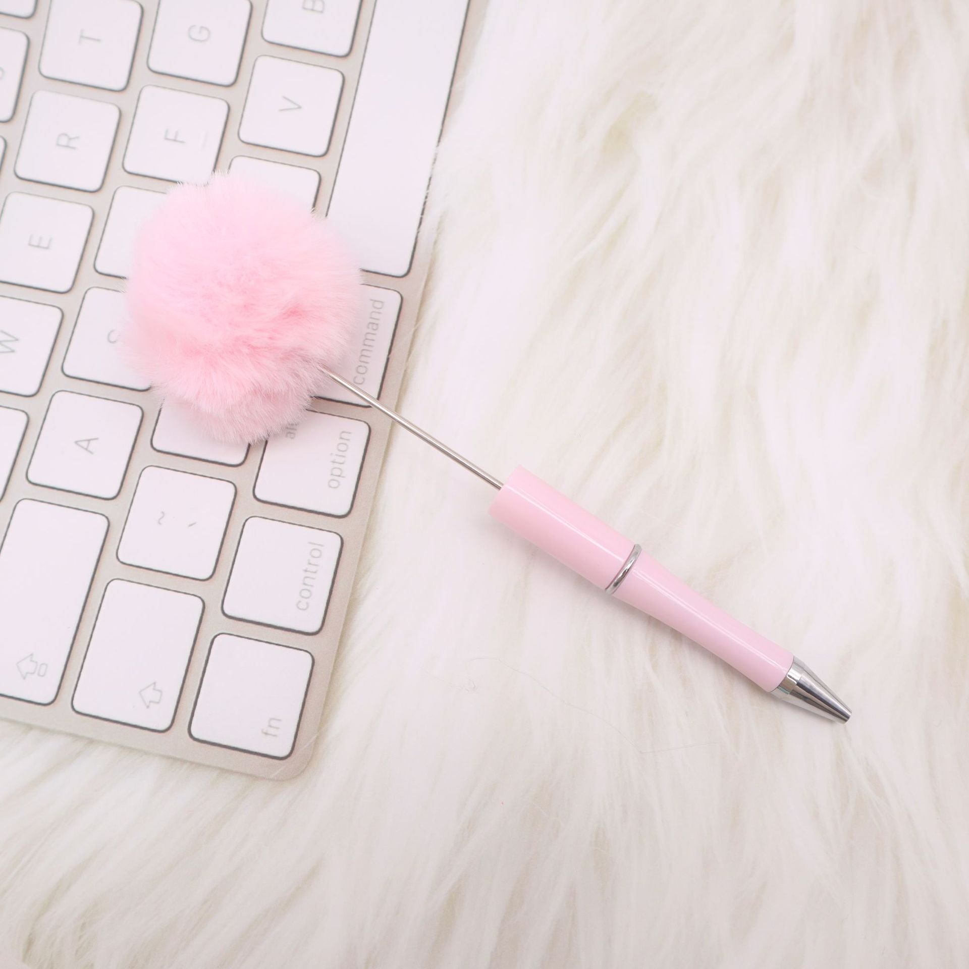 Wholesale Pom Pom Beadable Pen Leopard Print Hair Ball DIY Beaded Ballpoint Pen ACC-PN-CY003