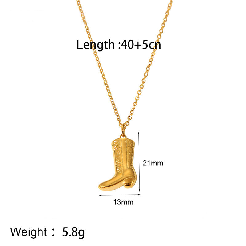 Wholesale  Cowboy Boots Pendant Necklace Titanium Steel Necklaces
