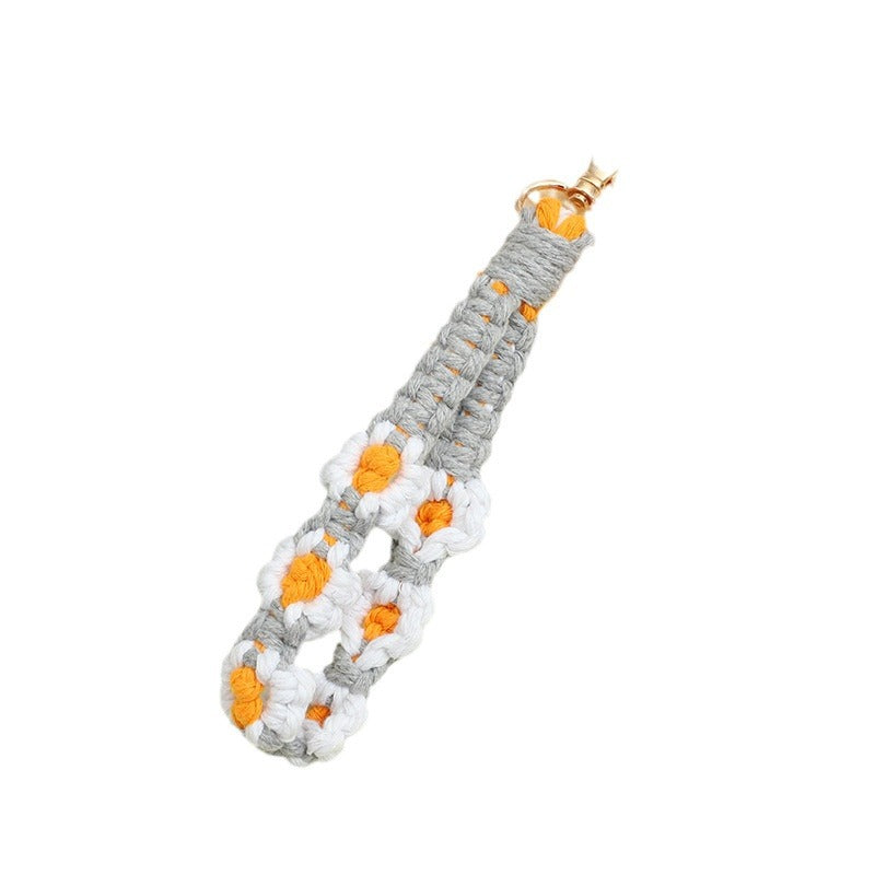 Wholesale Bohemian Handmade Woven Flower Wristband Small Daisy Keychain ACC-KC-ZhiYa035