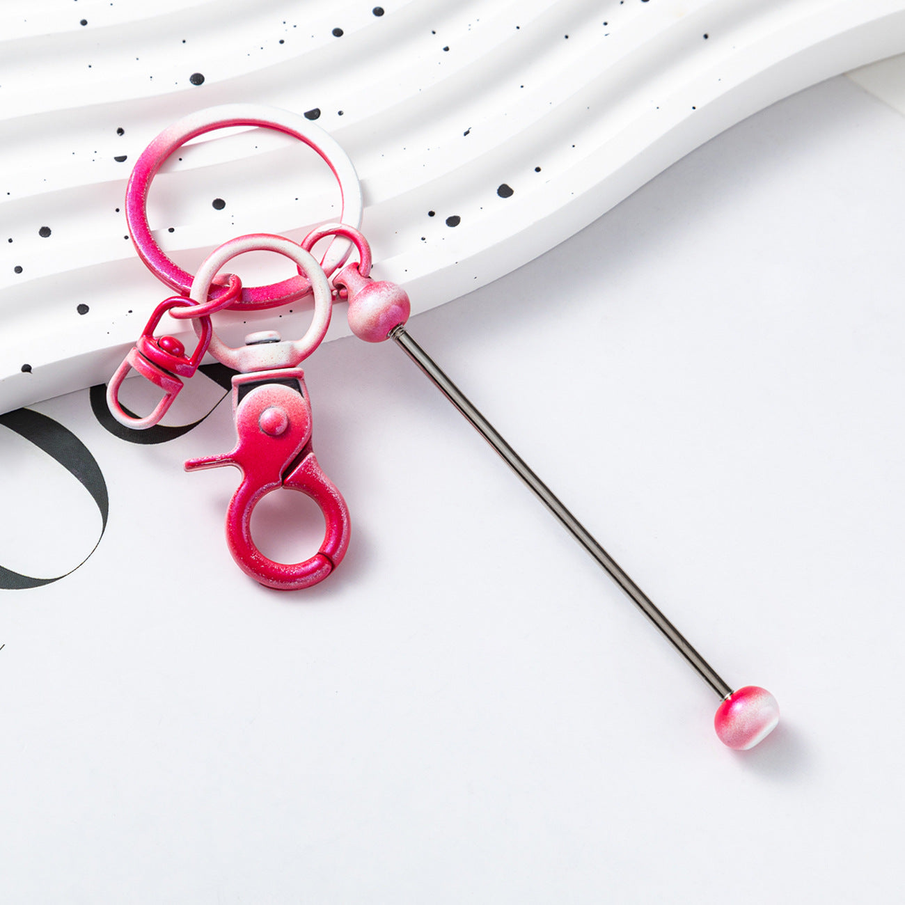 Wholesale Beadable Keychains Gradient Color DIY Beaded Keychains ACC-KC-HuaH009