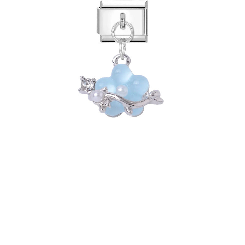 Wholesale Trendy Crystal Butterfly Heart Pendant Titanium Steel DIY Bracelet Charm for Fashion Accessory Gift