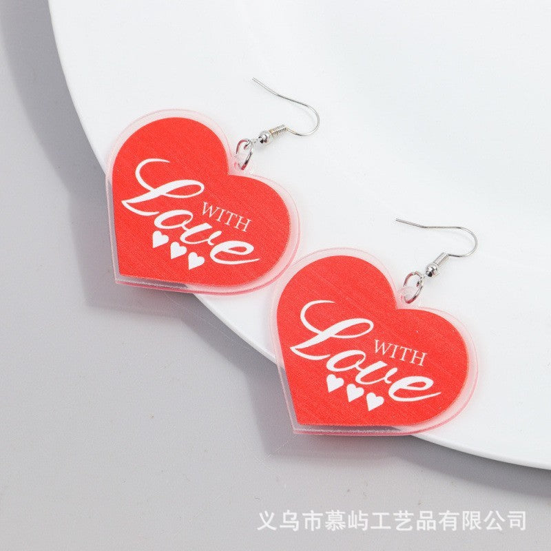 Wholesale Valentine' s Day Acrylic Heart Letter Earrings