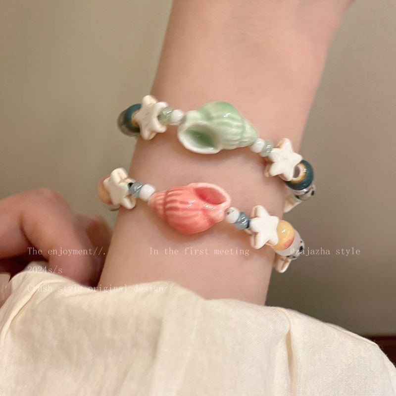 Wholesale  Summer Vacation  Conch Star Ceramic Beaded Bracelet