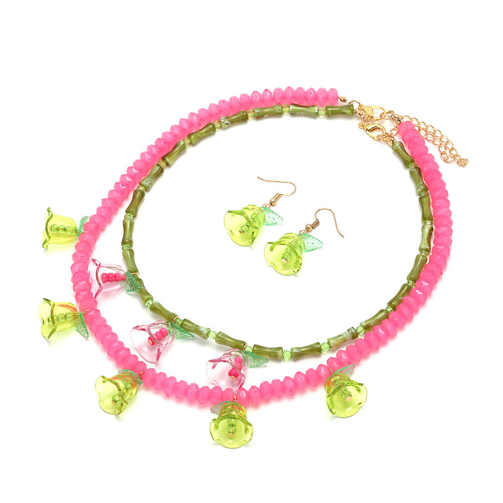 Wholesale Summer Light Luxury Handmade Beaded Colorful  Necklace