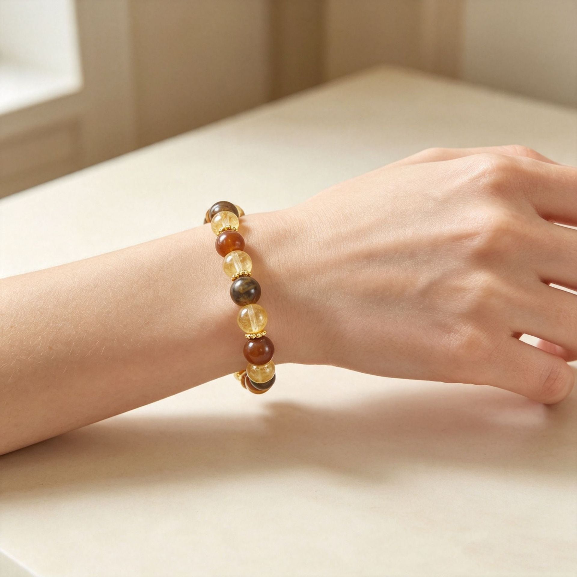 Wholesale Natural Stone Crystal Beaded Bracelet Geometric Design Unisex Fashion Jewelry Accessory