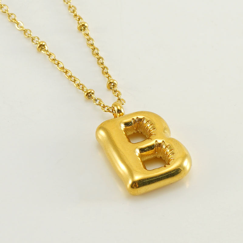 Wholesale  bubble letter necklace 18K stainless steel English letter pendant jewelry
