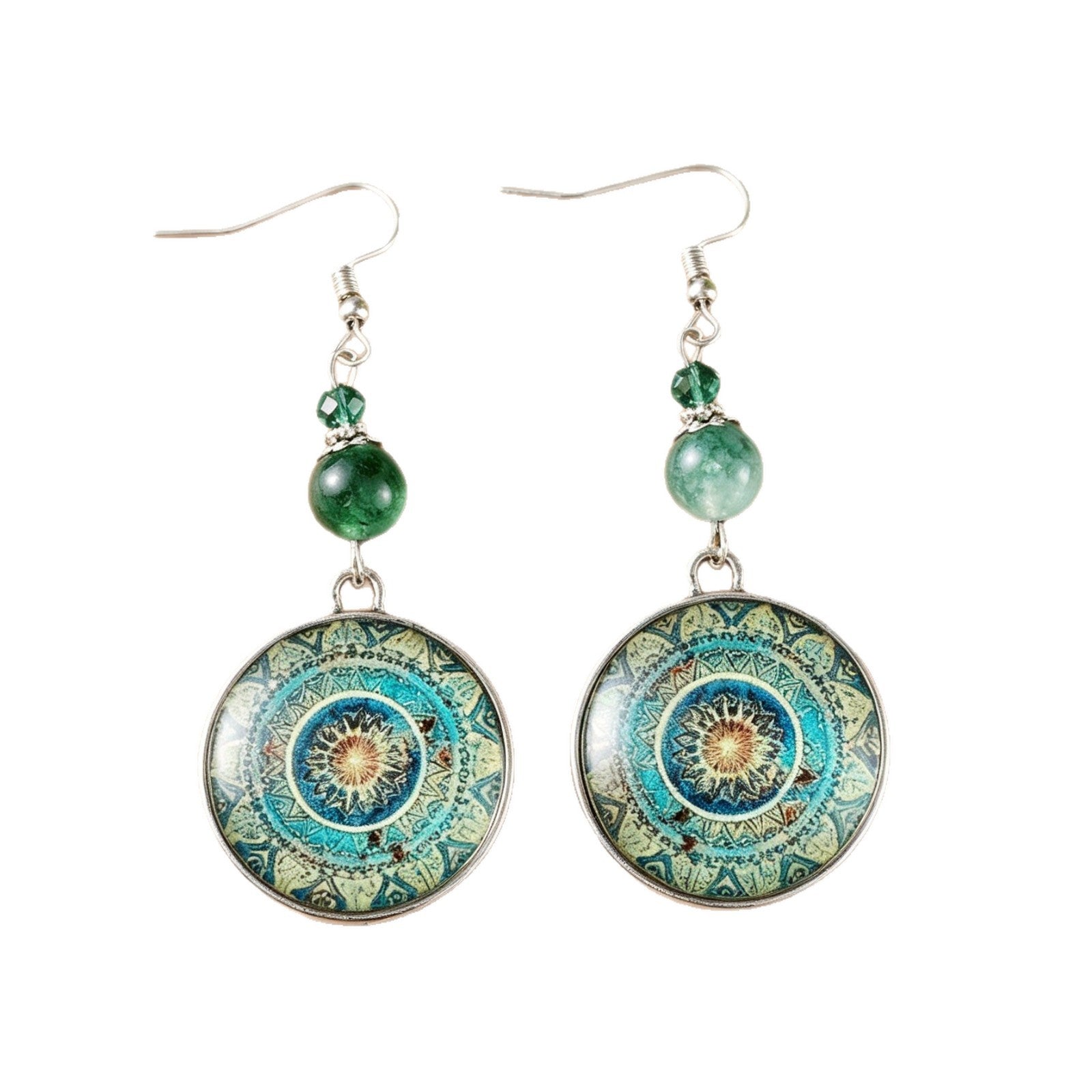 Wholesale Silver Plated Alloy Mandala Earrings Zen Style Geometric Drop Earrings For Women Party Gift Boutique Resale