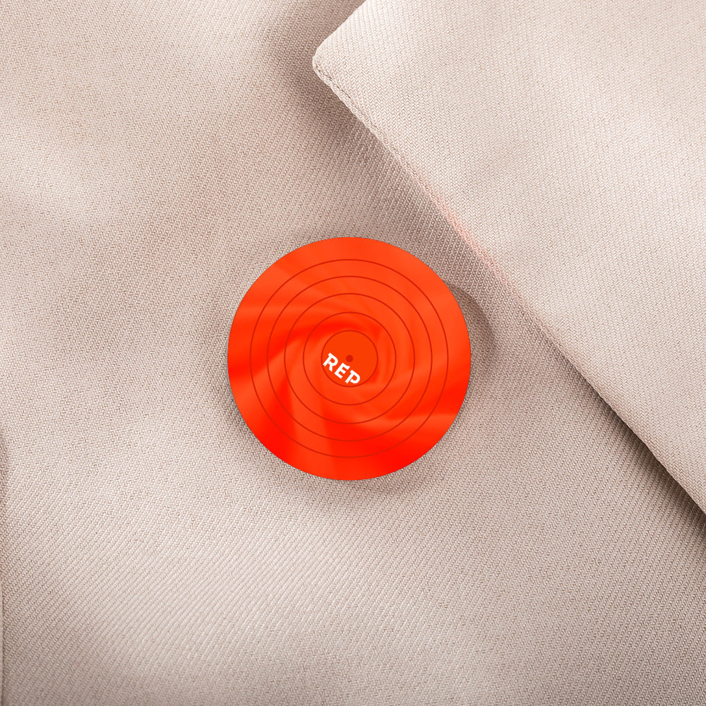 Wholesale  REP record shape red round alloy brooch