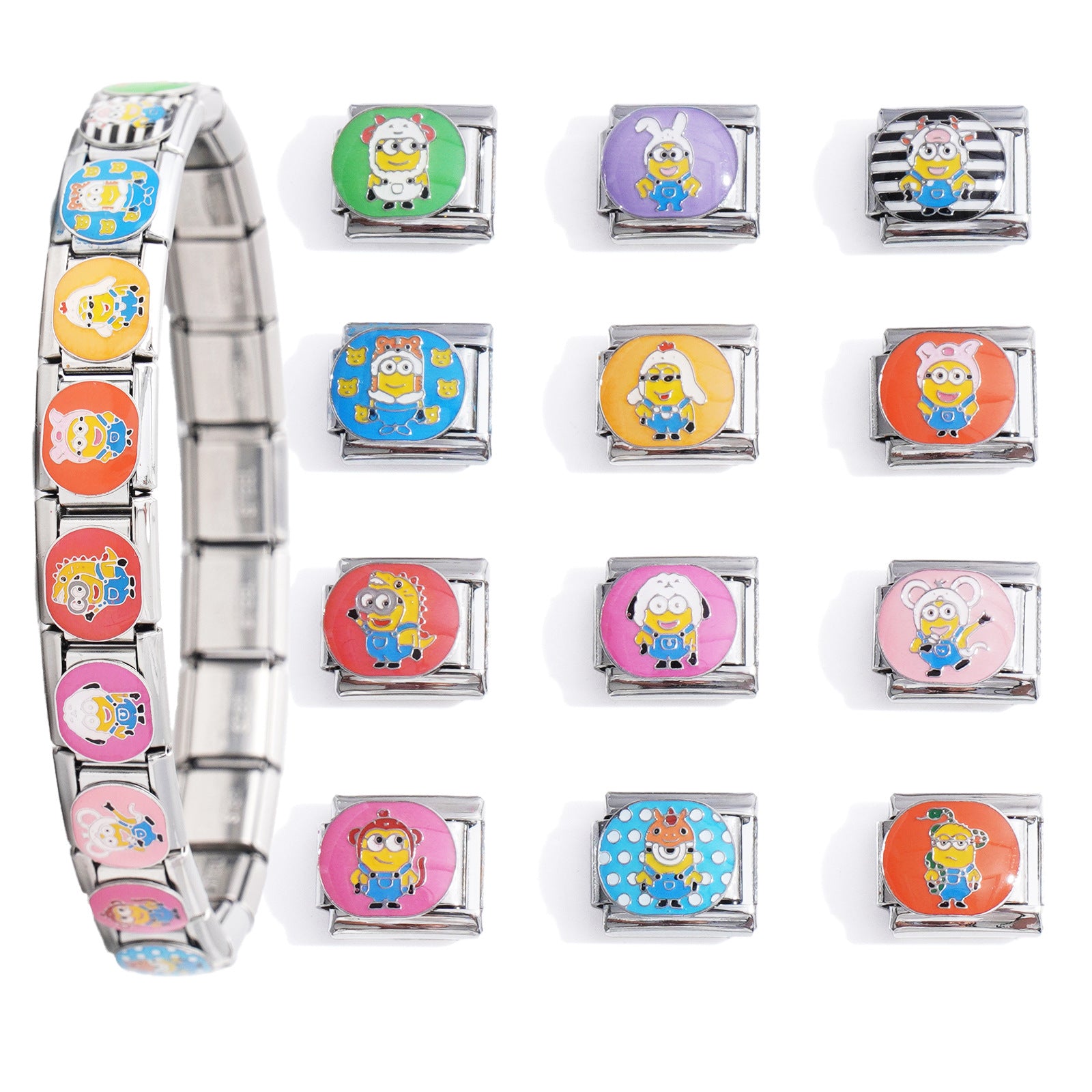 Wholesale  9mm Italian Charm Starter Bracelets DIY square Single Section Creative Stainless Steel Composable Bracelet