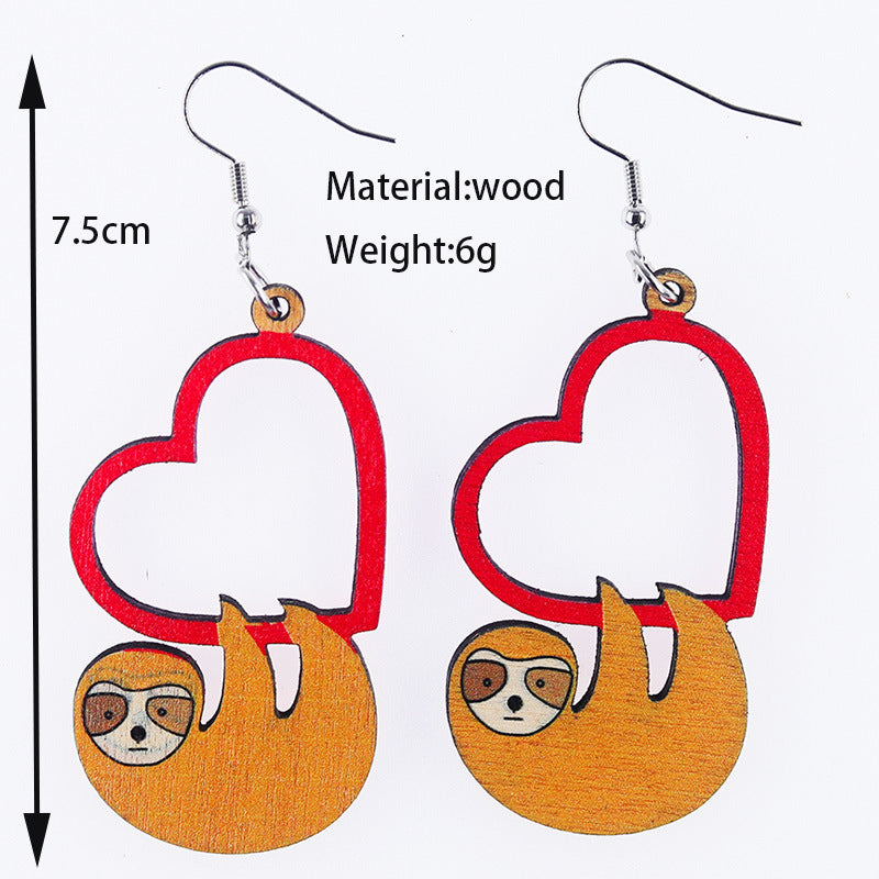 Wholesale Valentine's Day love Kaola wooden earrings
