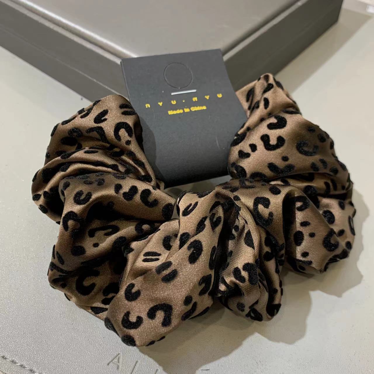 Wholesale Fashion Satin Flocked Leopard Hair Tie ACC-HS-Fanz003