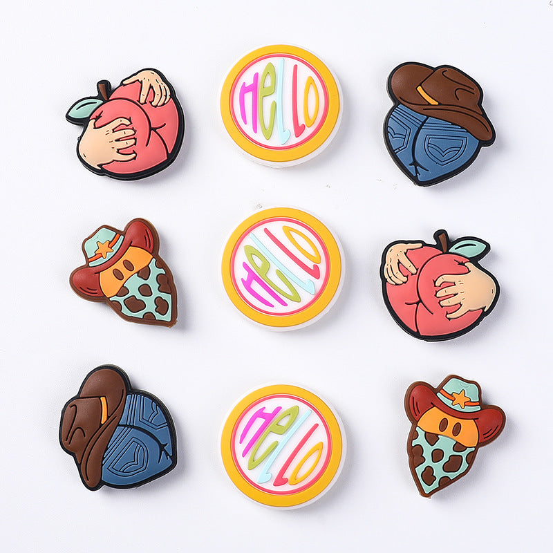 Wholesale 20pcs Cartoon Smiley Face Silicone Focal Beads DIY Bead Pen Accessories ACC-BDS-RongFa021