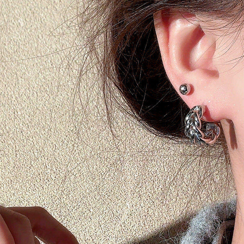 Wholesale  Knitted Twist Interlaced C Ring Earrings