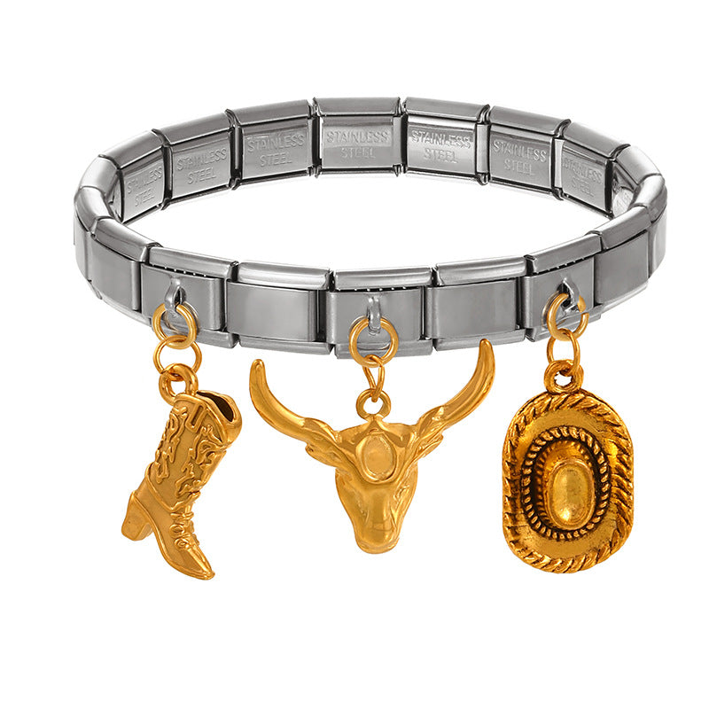 Italian charm bracelet with 9mm modular links and removable charms
