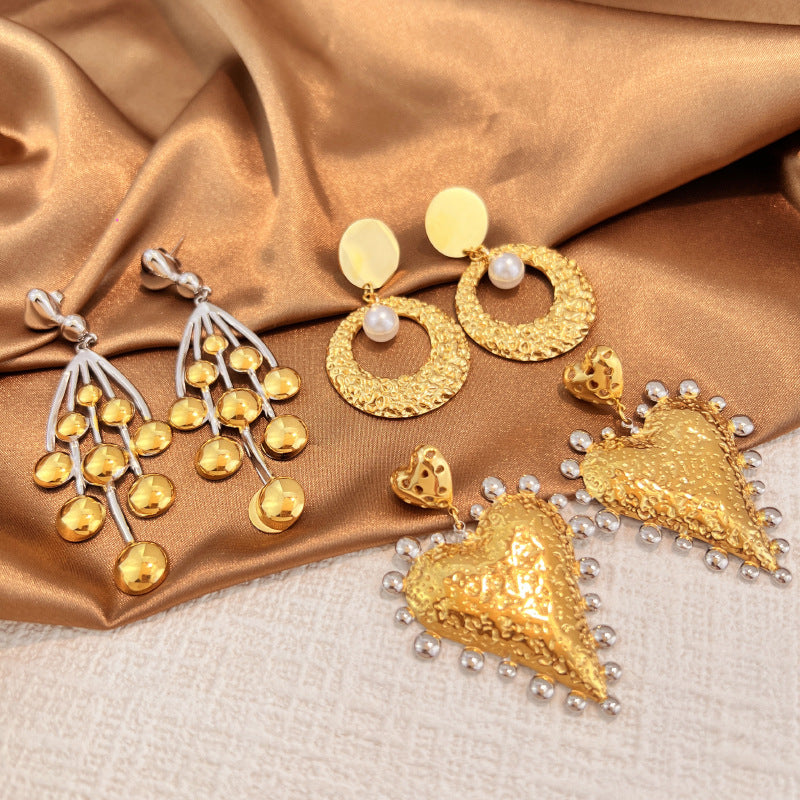 Wholesale Stainless steel earrings European and American style 18K gold and silver plated design