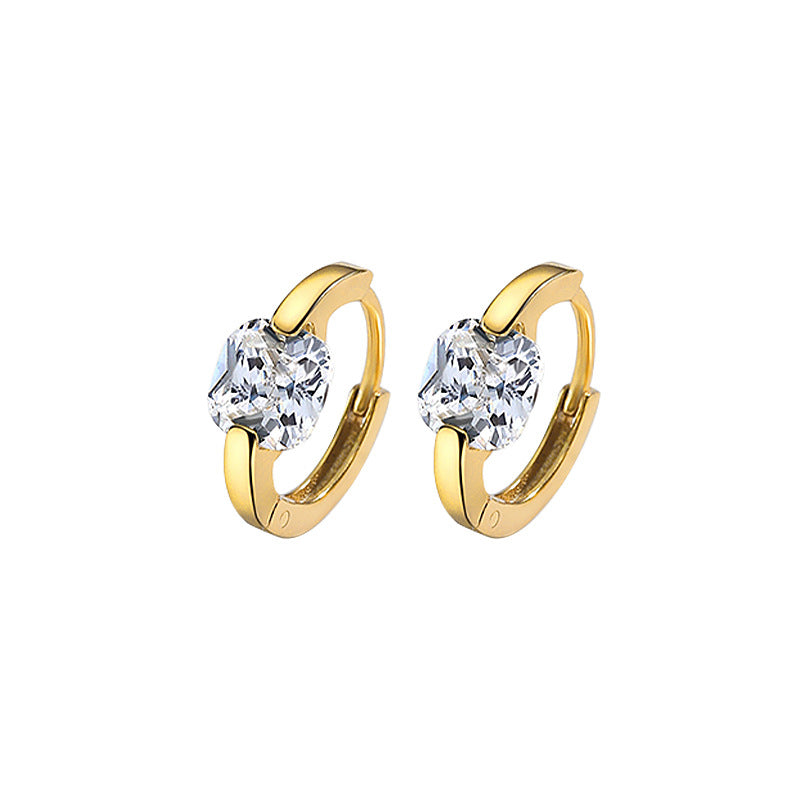 Wholesale 925 sterling silver ear clips light luxury retro square color zircon earrings