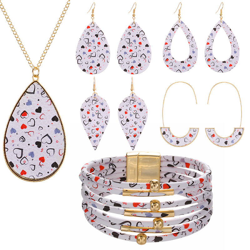 Wholesale Valentine's Day pink heart series earrings necklaces jewelry