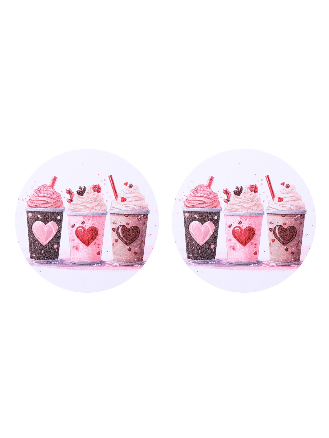 Wholesale Bow Cow Love Milk Tea Ice Cream Pattern Leather Coaster Cup Accessories ACC-CA-YTian002