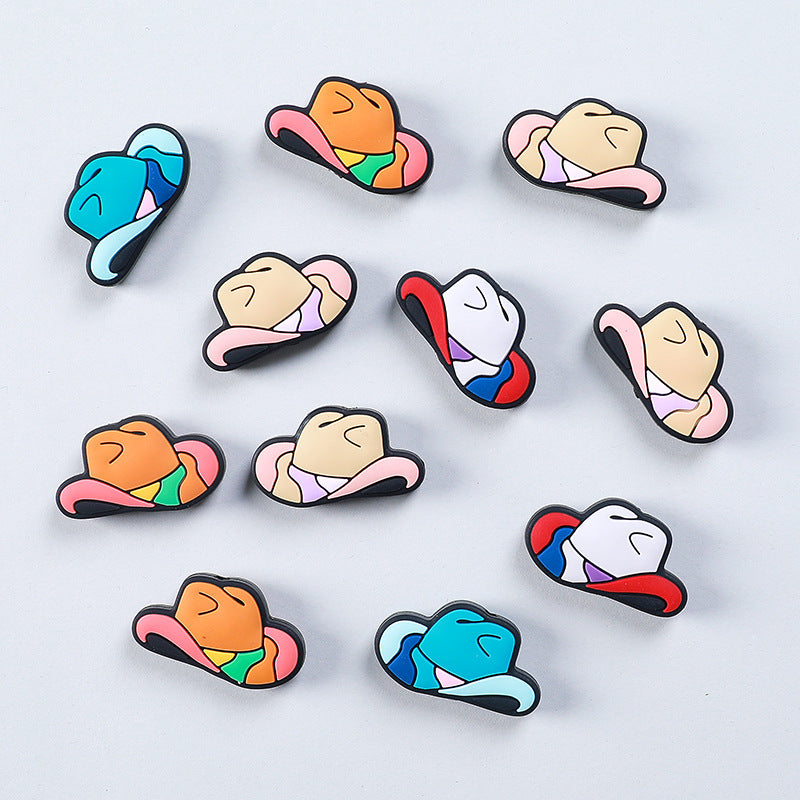 Wholesale 20pcs Western Style Cowboy Hat Silicone Beads Focal Beads DIY Beading Accessories ACC-BDS-RongFa007