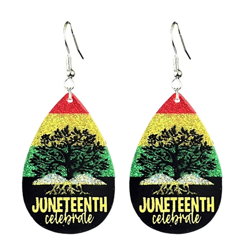 Wholesale  Black Liberation Day Celebrates June Festival Flag  Earrings