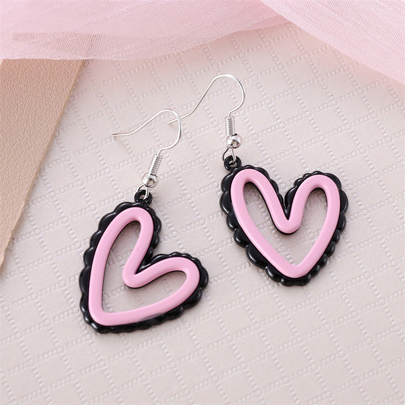 Wholesale Acrylic Black Pink Love Earrings