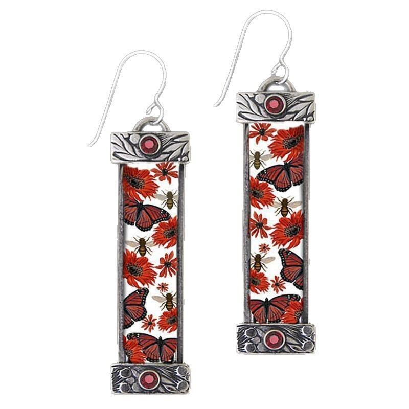 Wholesale Creative red butterfly geometric pattern earrings