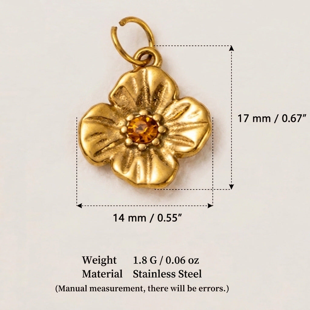 Wholesale European and American Cross-Border Simple Stainless Steel Necklace Colorfulful Zircon Heart Cloud Flower Bird DIY Color-Preserving Pendant