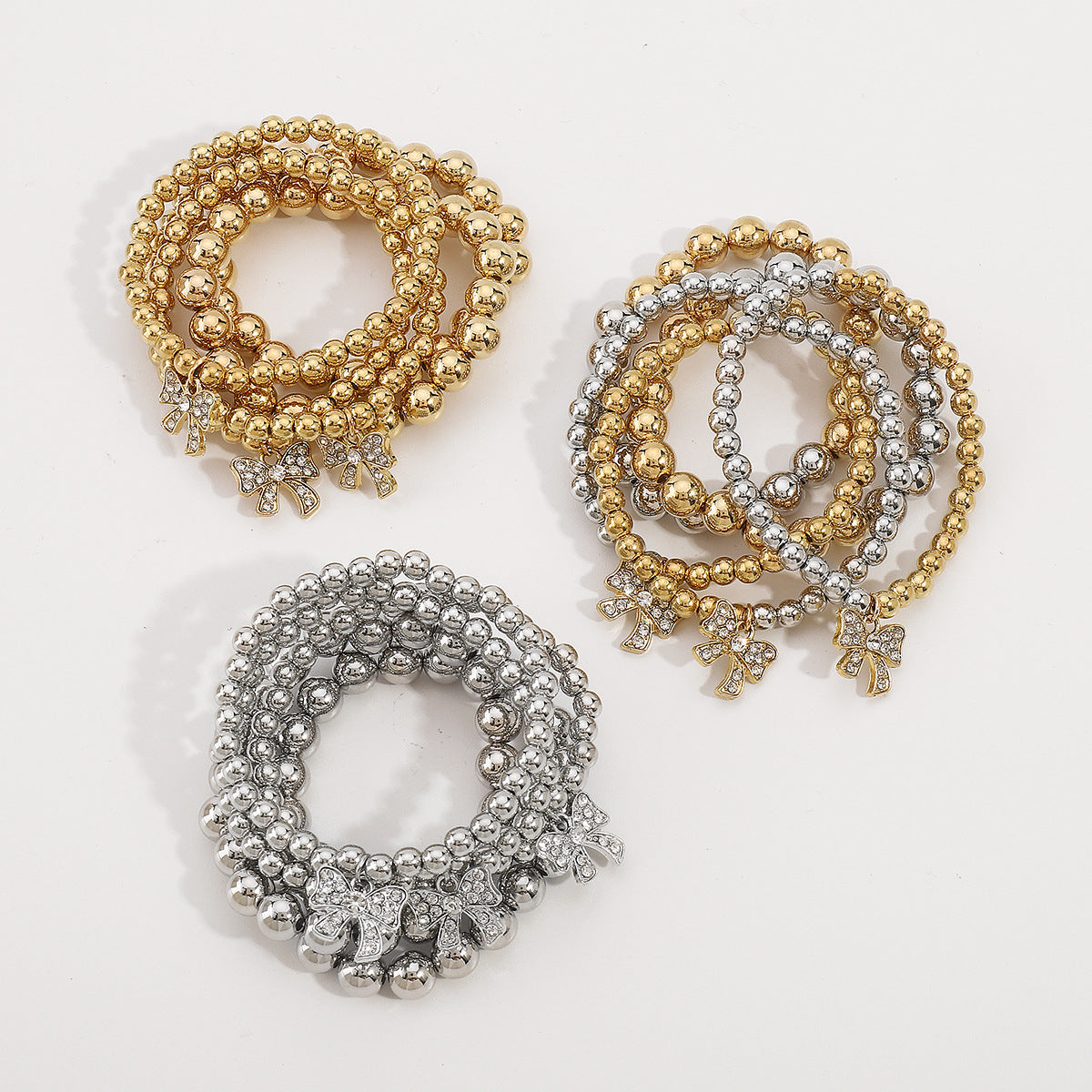 Wholesale  Creative Color-matching Bracelet suit  Butterfly Diamond Pendant Beaded Bracelet