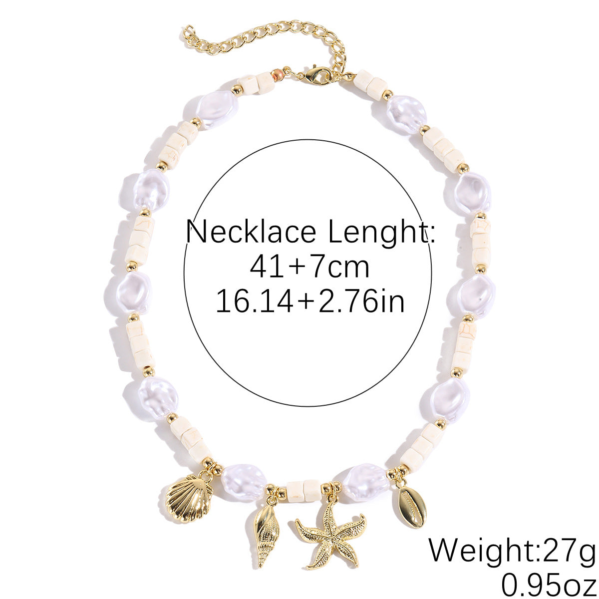 Wholesale Alloy starfish conch pendant high-grade turquoise necklace