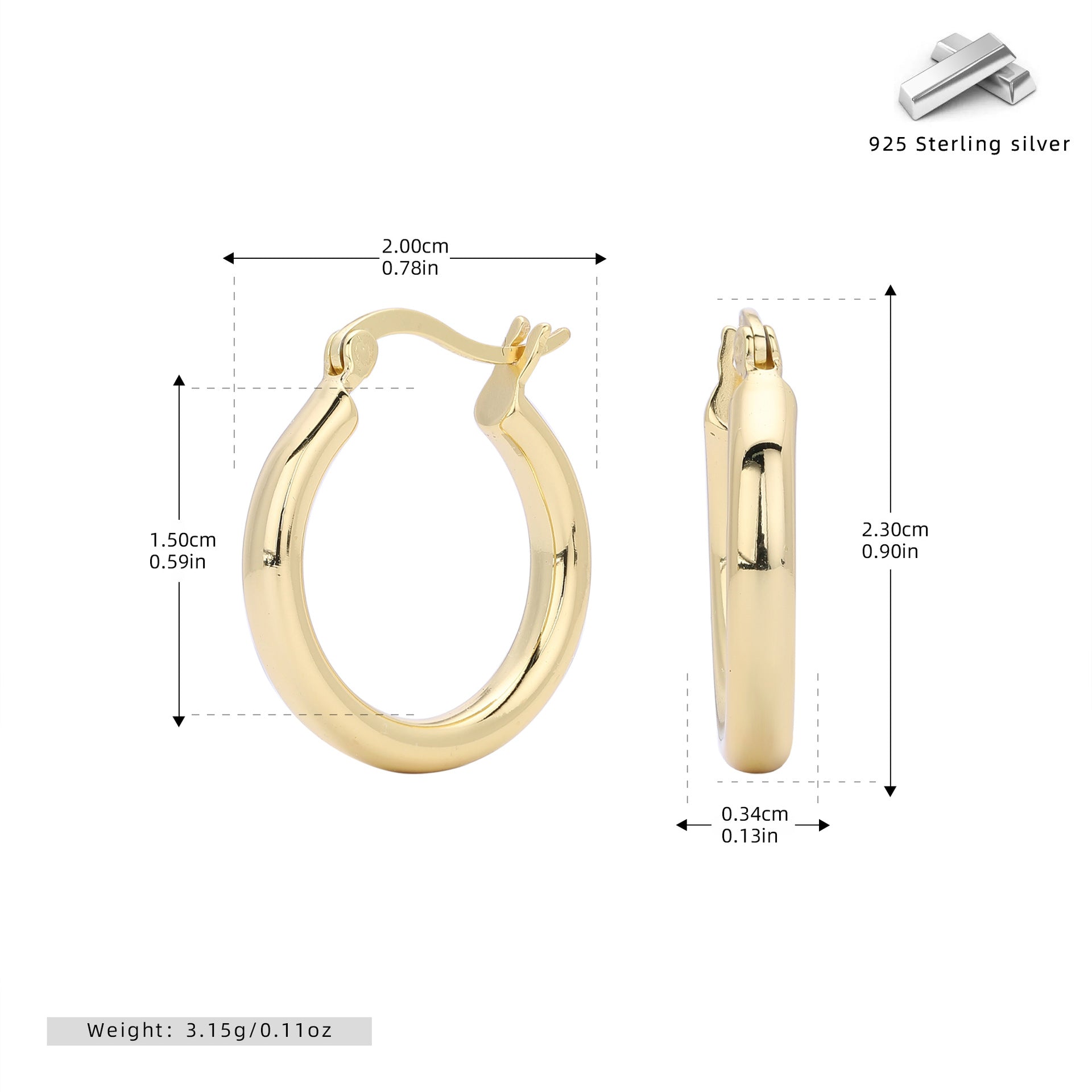 Wholesale S925 Sterling Silver Hollow Tube Ring Earrings