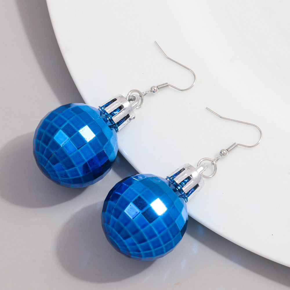 Wholesale multi-faceted reflective lantern ball earrings