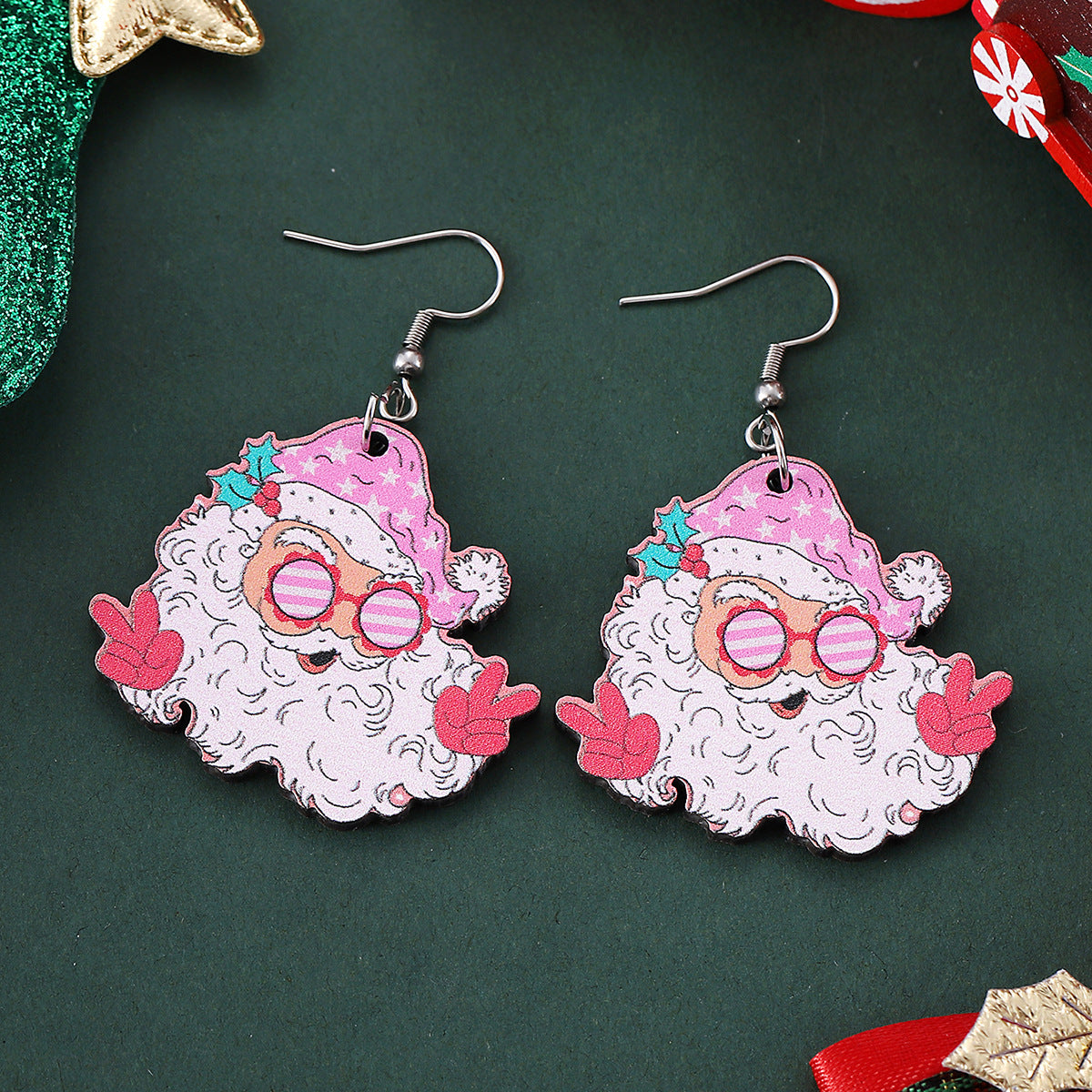 Wholesale Christmas Santa Pendant Earrings Double-sided Earrings
