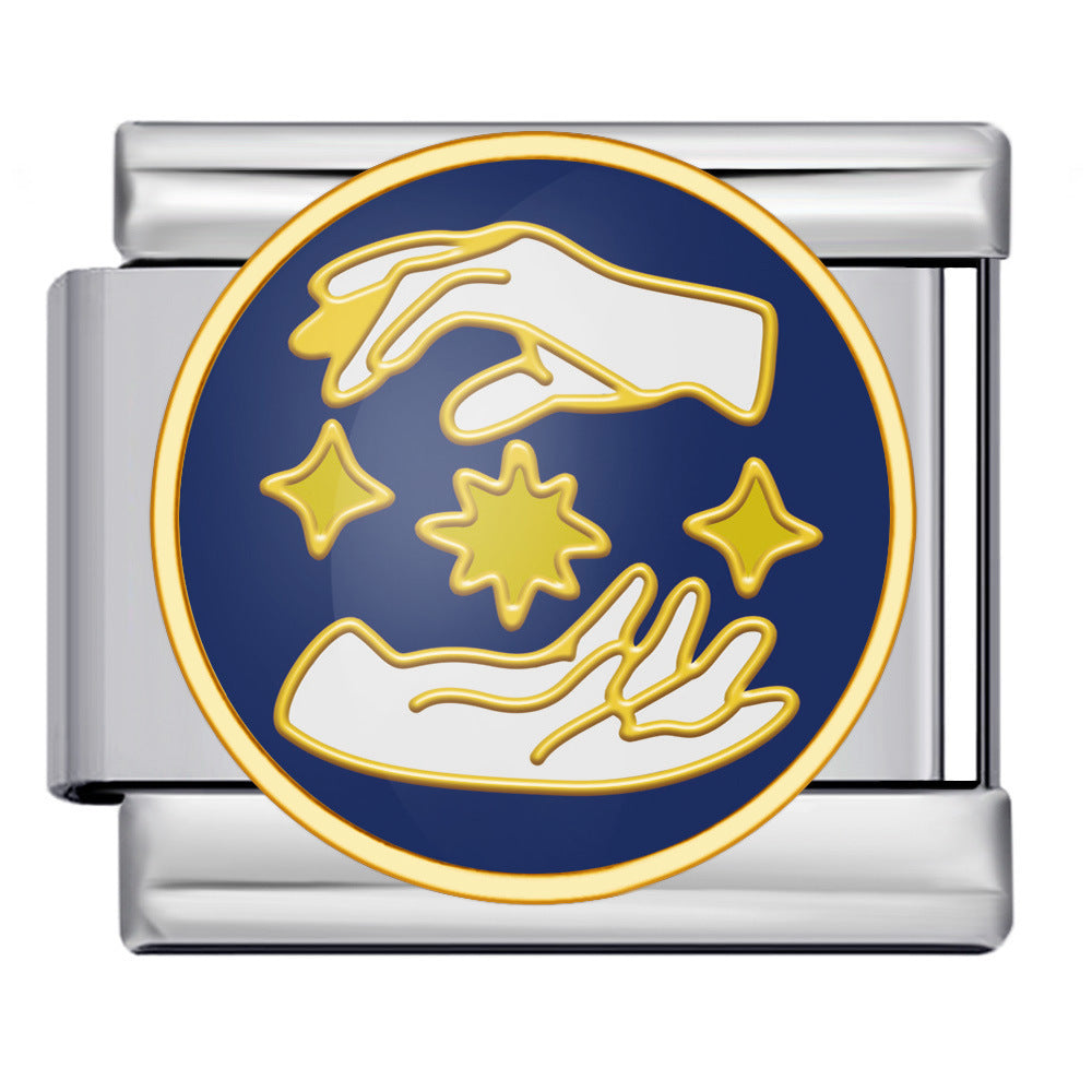 Wholesale 5pcs Italian Charm Bracelet 9mm DIY Image-designed heart-shaped round Creative Stainless Steel Composable Bracelet