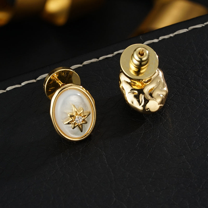 Wholesale  light luxury natural fritillary eight mans star earrings