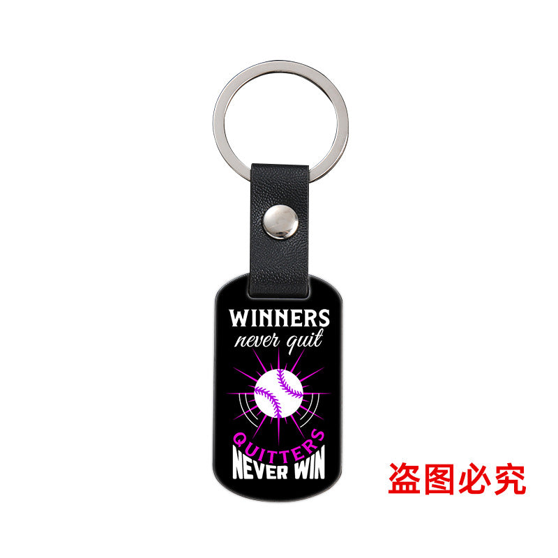 Wholesale Softball Baseball Sports Metal Leather Keychain ACC-KC-Ganggu036