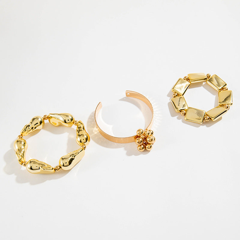 Wholesale Multi-layer Wire Wrap Geometric Open Beaded Bracelet Set