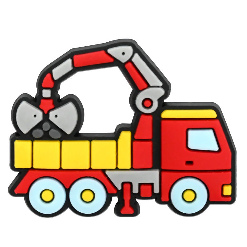 Wholesale Random 100pcs Cartoon construction  PVC Soft Rubber Shoe Buckle Decoration